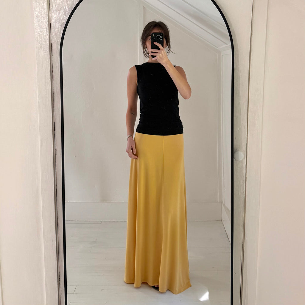 Toteme Fluid Jersey Midi Skirt in Cornsilk Size S