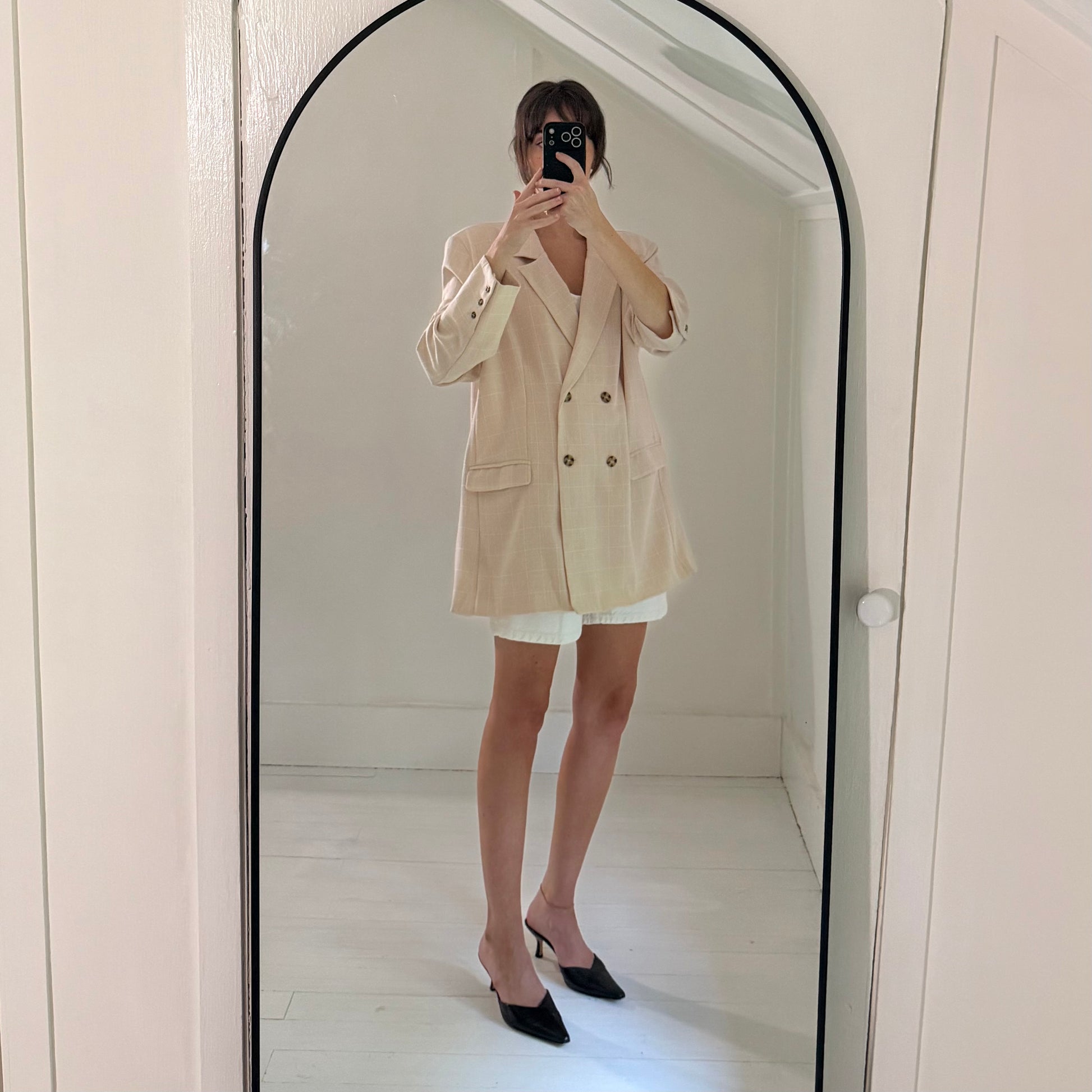 Song of Style Kroy Double Breasted Blazer in Beige Check NWT Size XL