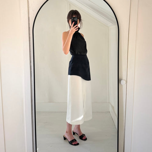 Sloan The Wave Two-Tone Midi Skirt Size 1 White/Black