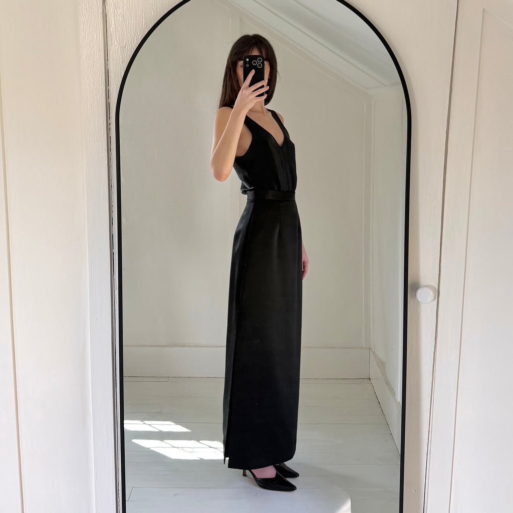 J.R. Nites by Caliendo Vintage 90s Satin Straight Maxi Skirt Size 6P