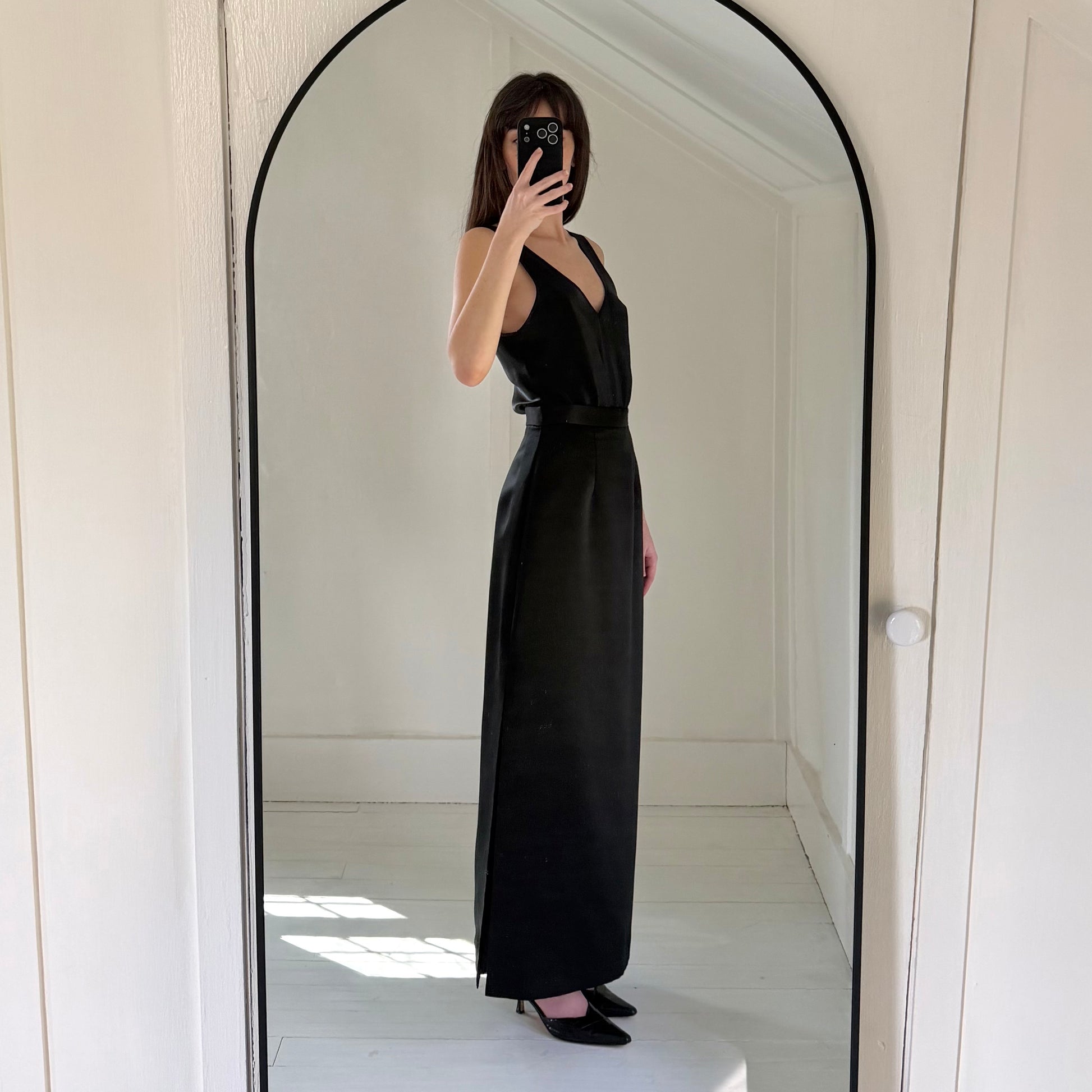 J.R. Nites by Caliendo Vintage 90s Satin Straight Maxi Skirt Size 6P