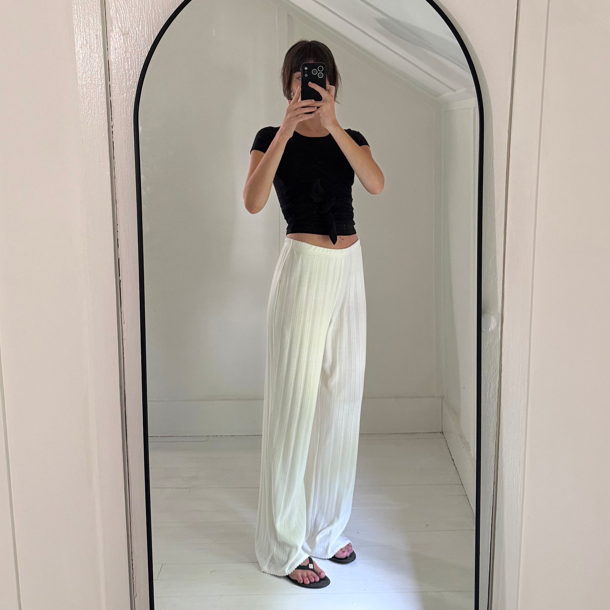 J. Crew Pointelle Knit Wide Leg Pant in Ivory NWT Size M