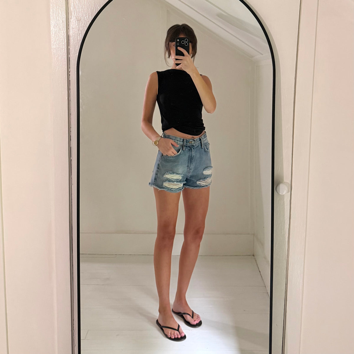 Carmar Distressed Ripped Cutoff Jean Shorts Size 25