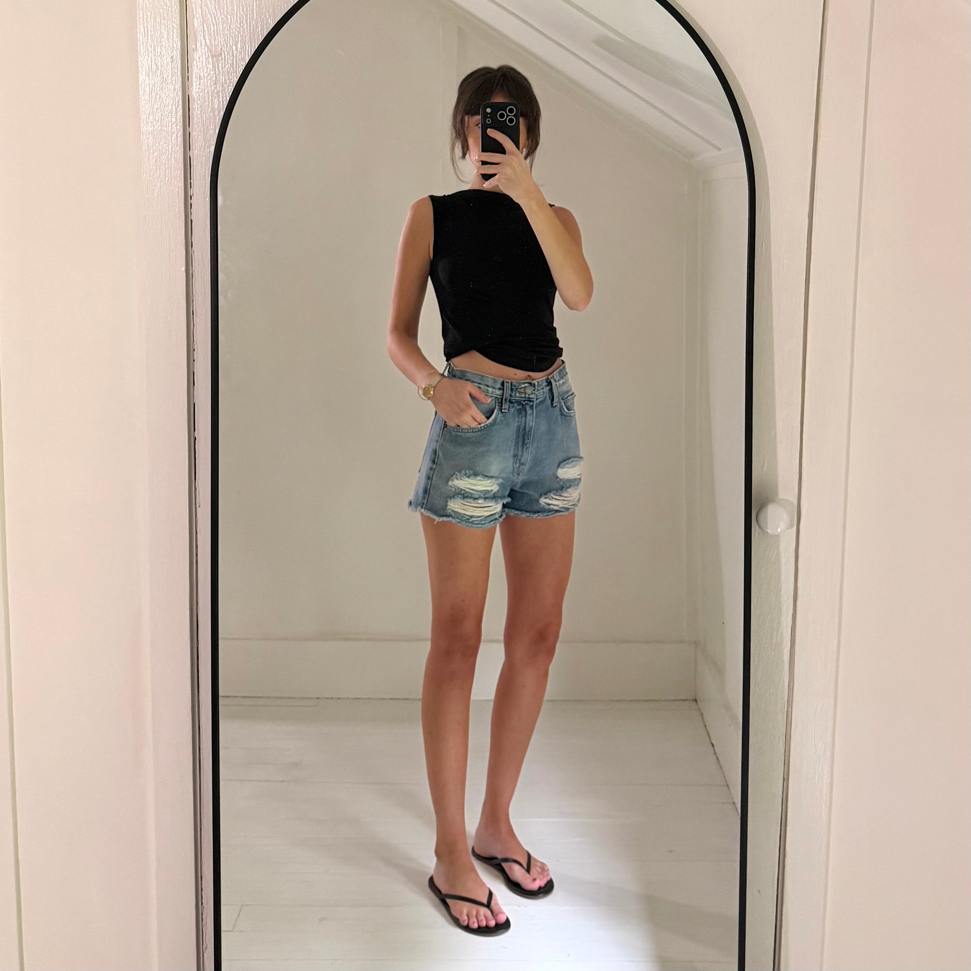 Carmar Distressed Ripped Cutoff Jean Shorts Size 25