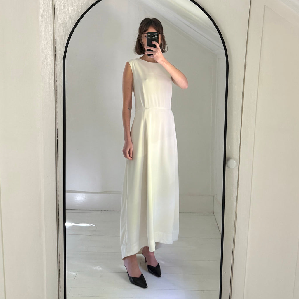 Co Collection Sleeveless High-Low Midi Dress in Ivory Size XL