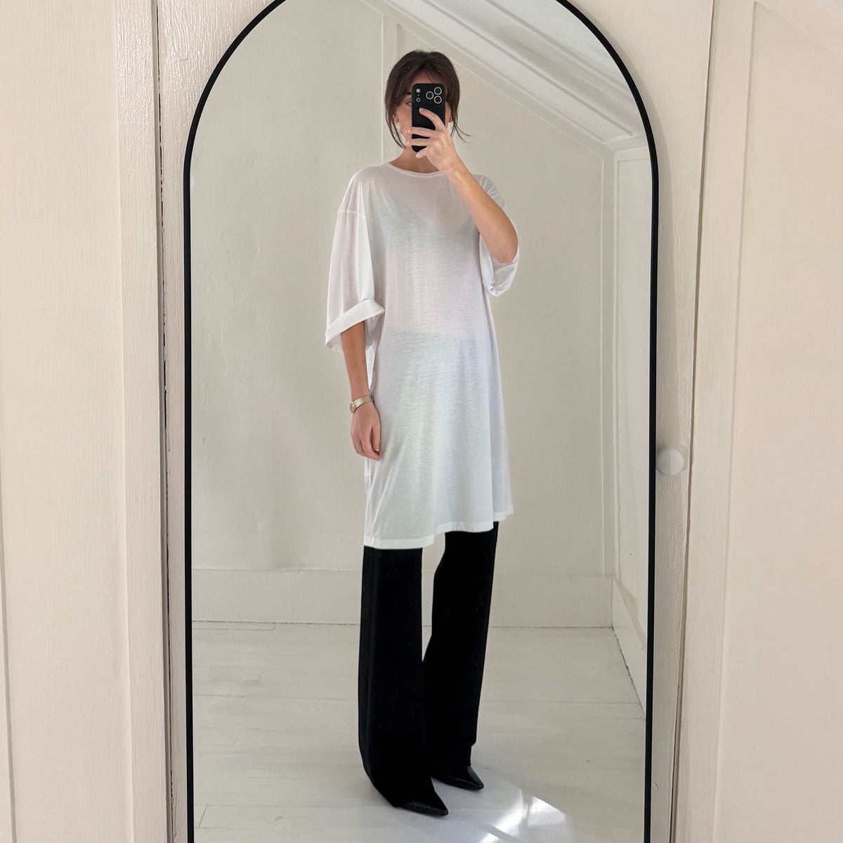 Toteme Tencel-Cotton Relaxed Tee Dress in White Size XS