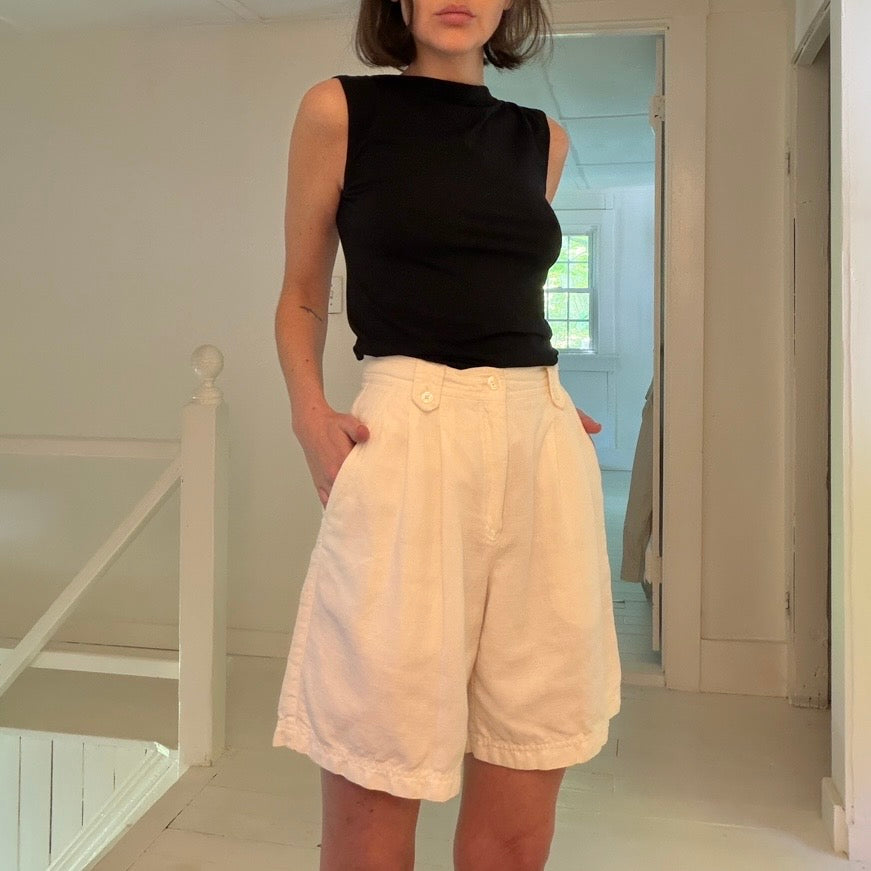 LizSport Vintage 90s Linen Pleated Bermuda Shorts