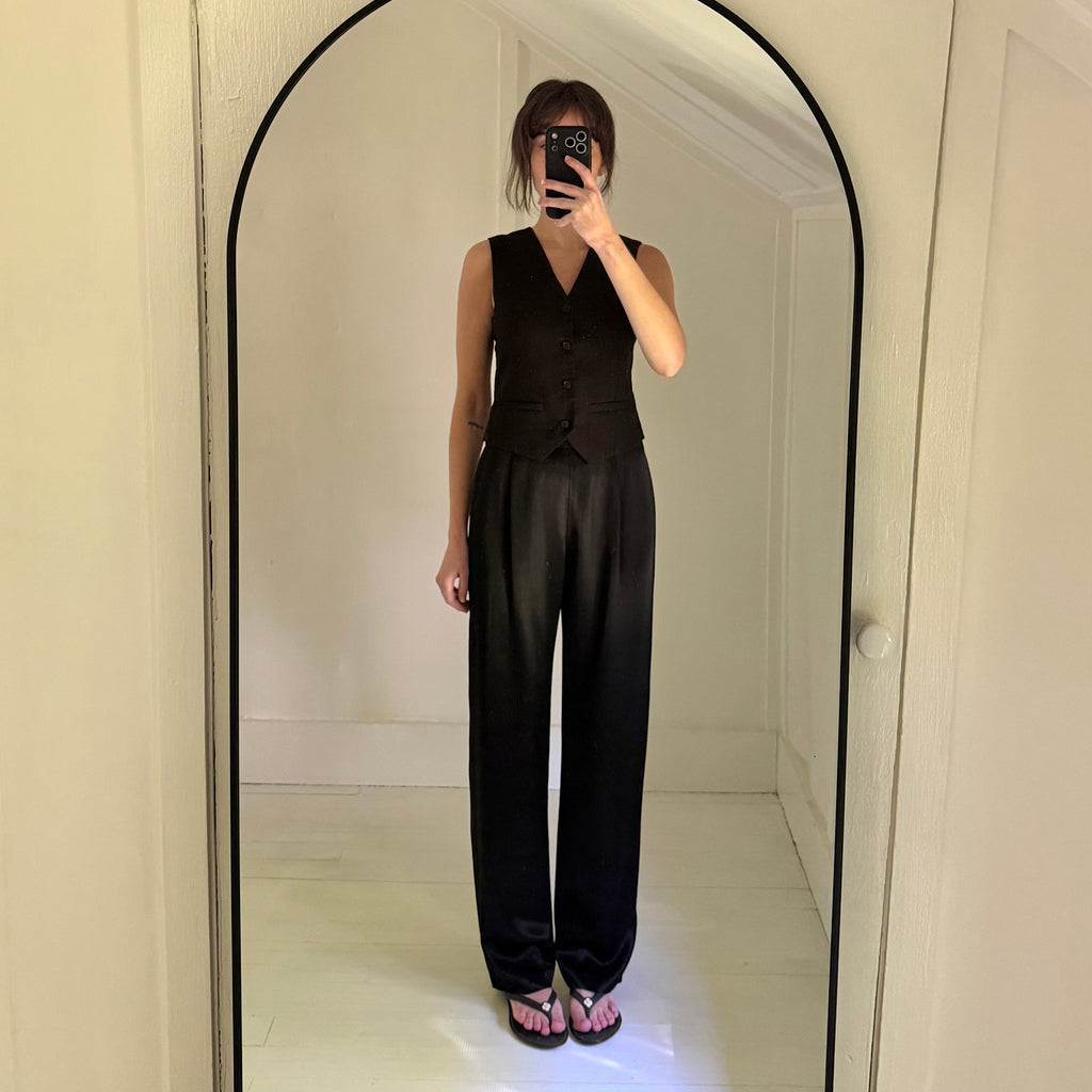 Hillard & Hanson Vintage 90s Satin Pleated Straight Leg Pants Size 4