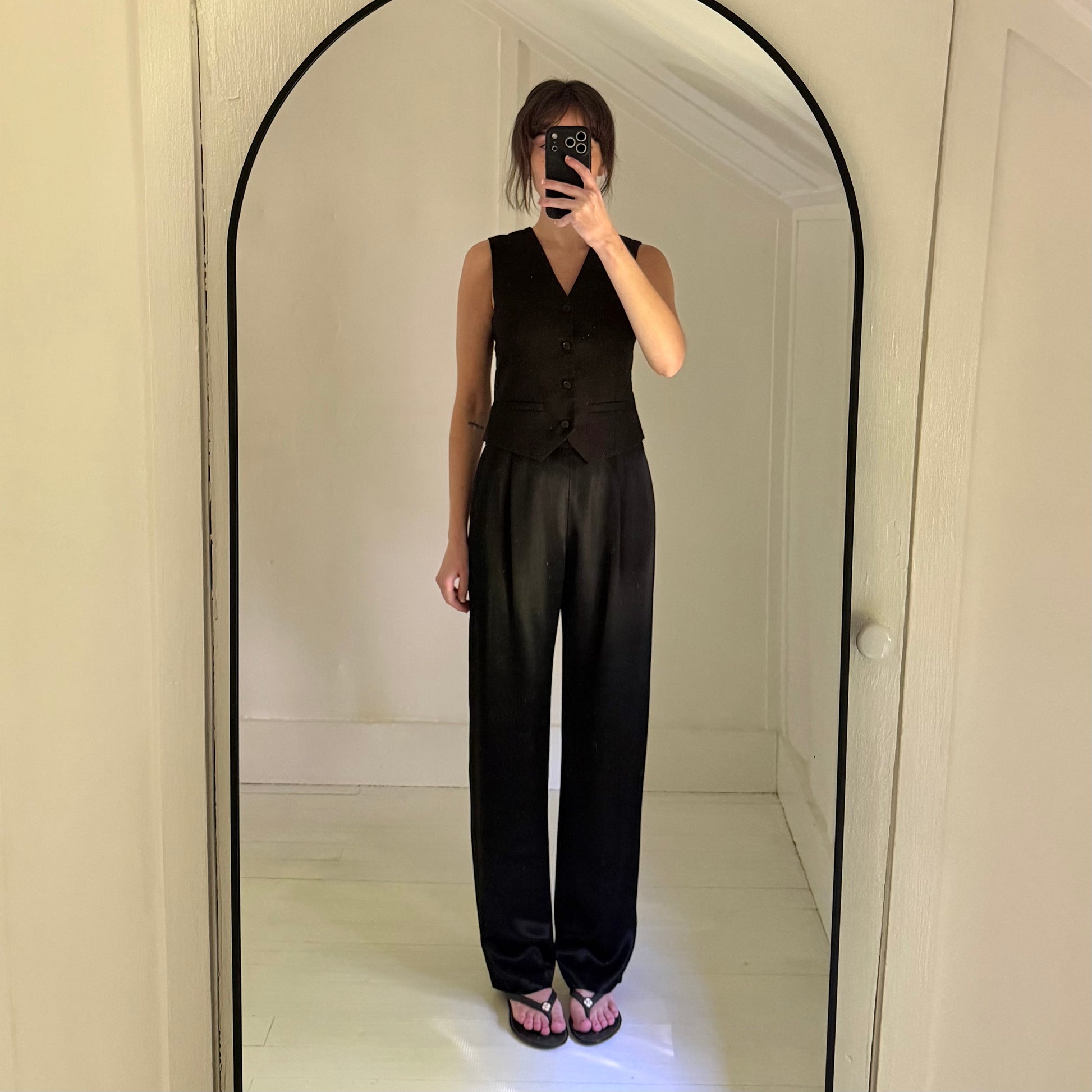Hillard & Hanson Vintage 90s Satin Pleated Straight Leg Pants Size 4