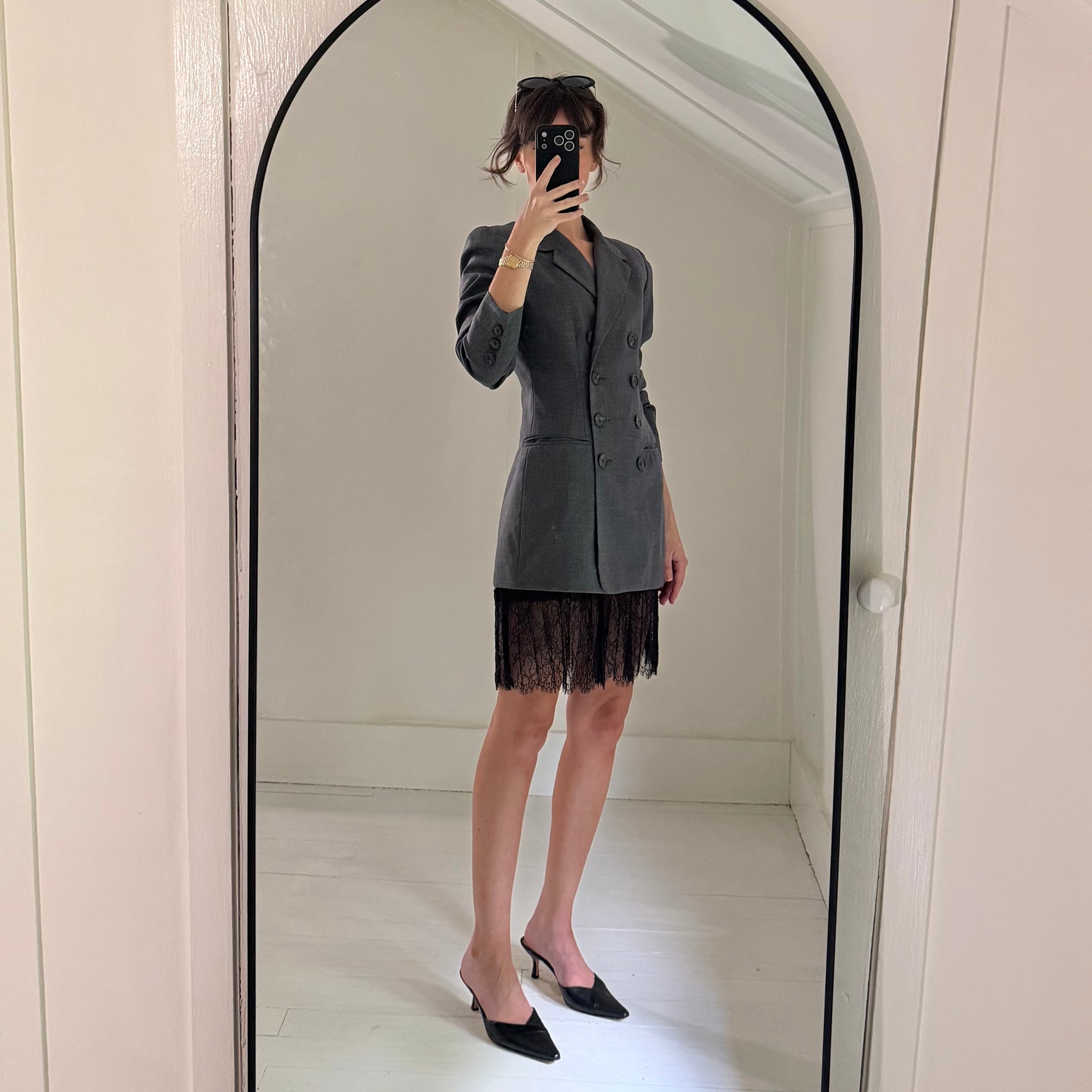 Hugo Buscati Milano Vintage 90s Wool Double Breasted Blazer Jacket Size 2