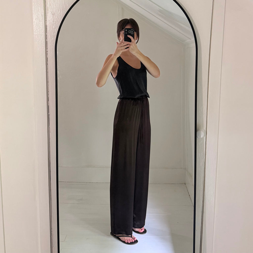 & Other Stories Drawstring Satin Trousers in Dark Brown NWT Size 0