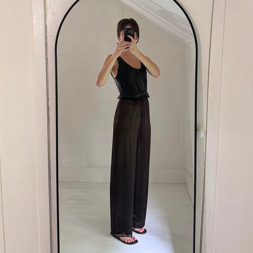 & Other Stories Drawstring Satin Trousers in Dark Brown NWT Size 0
