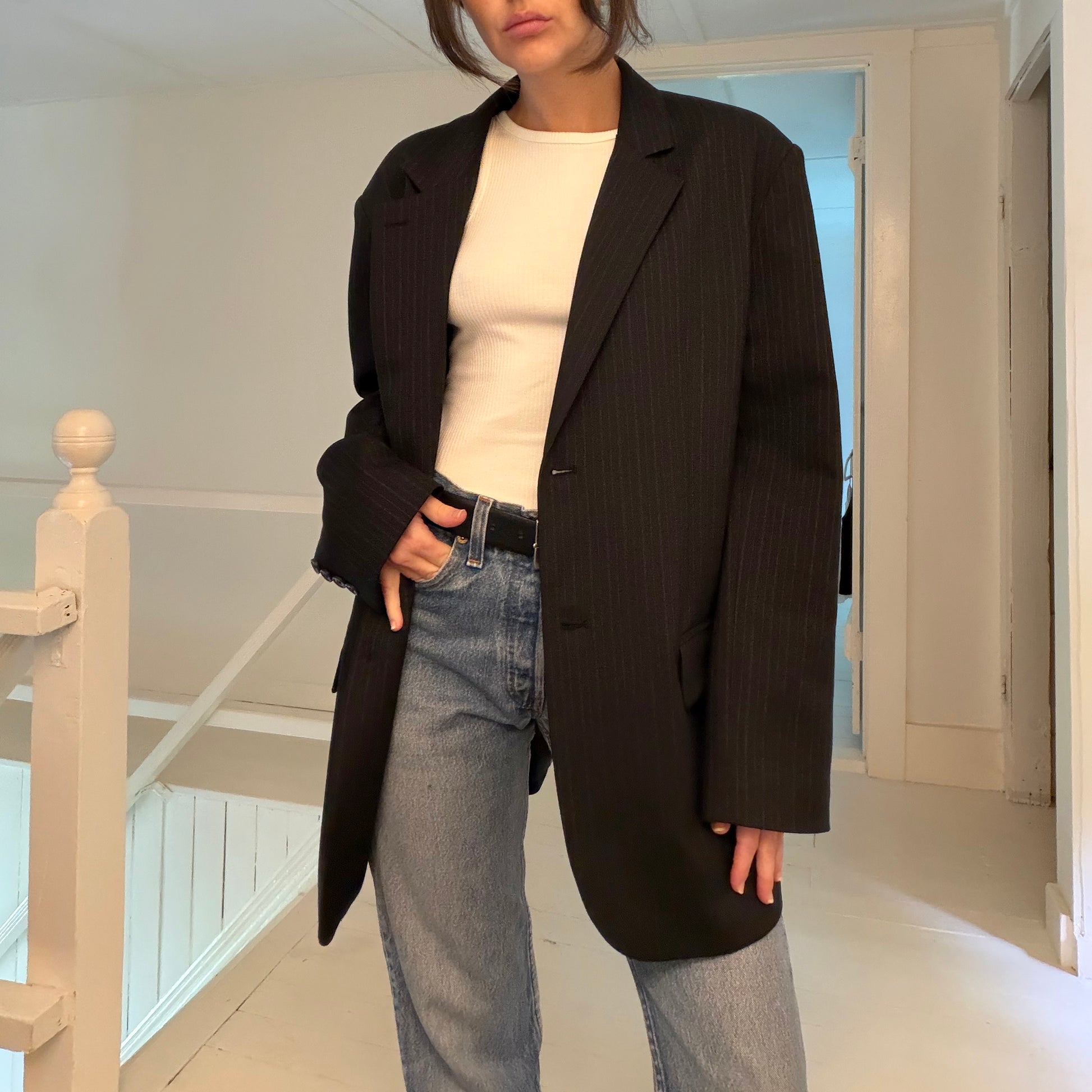 Normal / The Frankie Shop Wool Pinstripe Oversized Blazer Jacket Size XS/S
