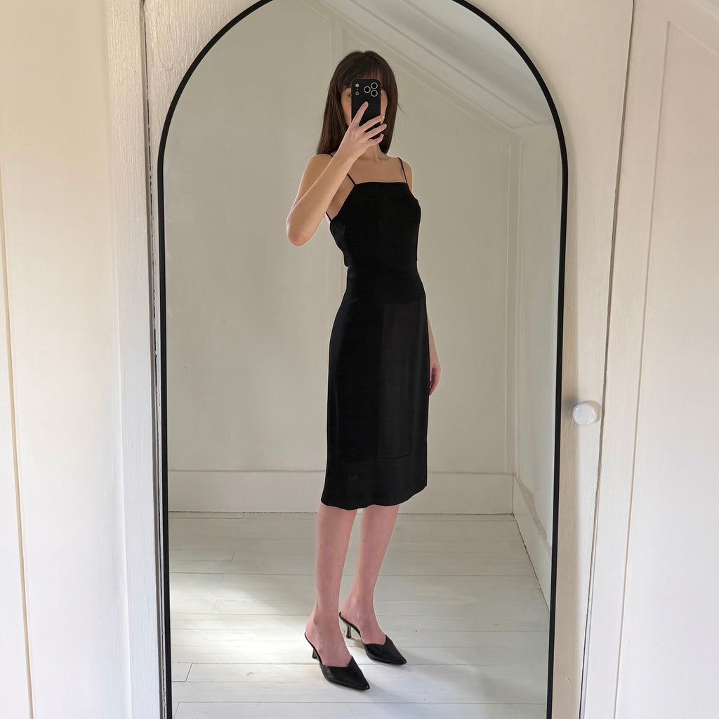 Emanuel Ungaro Vintage 90s Satin Panel Midi Dress Size 2/36