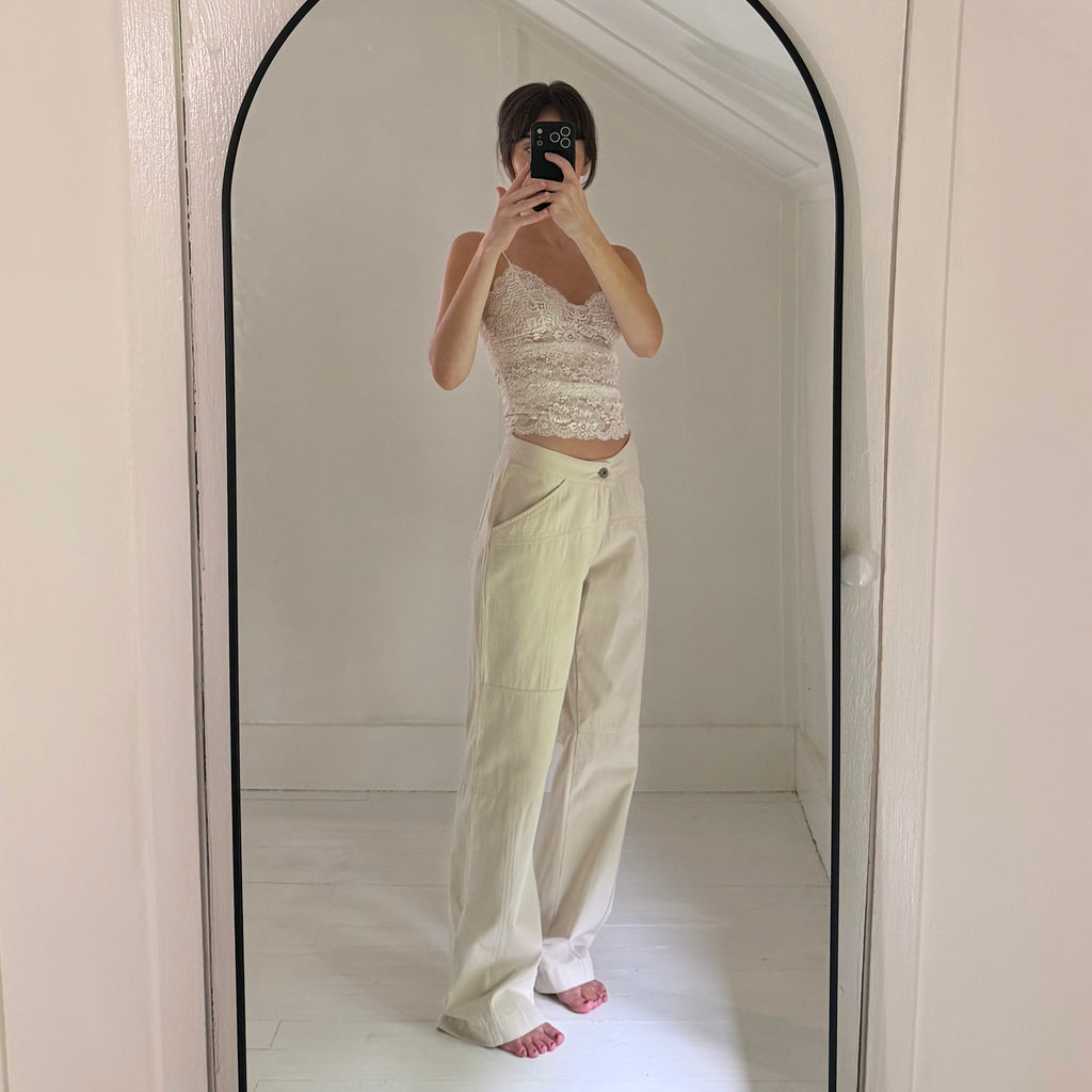 Artless Forever Paneled Straight Leg Cargo Pants in Cream Size S