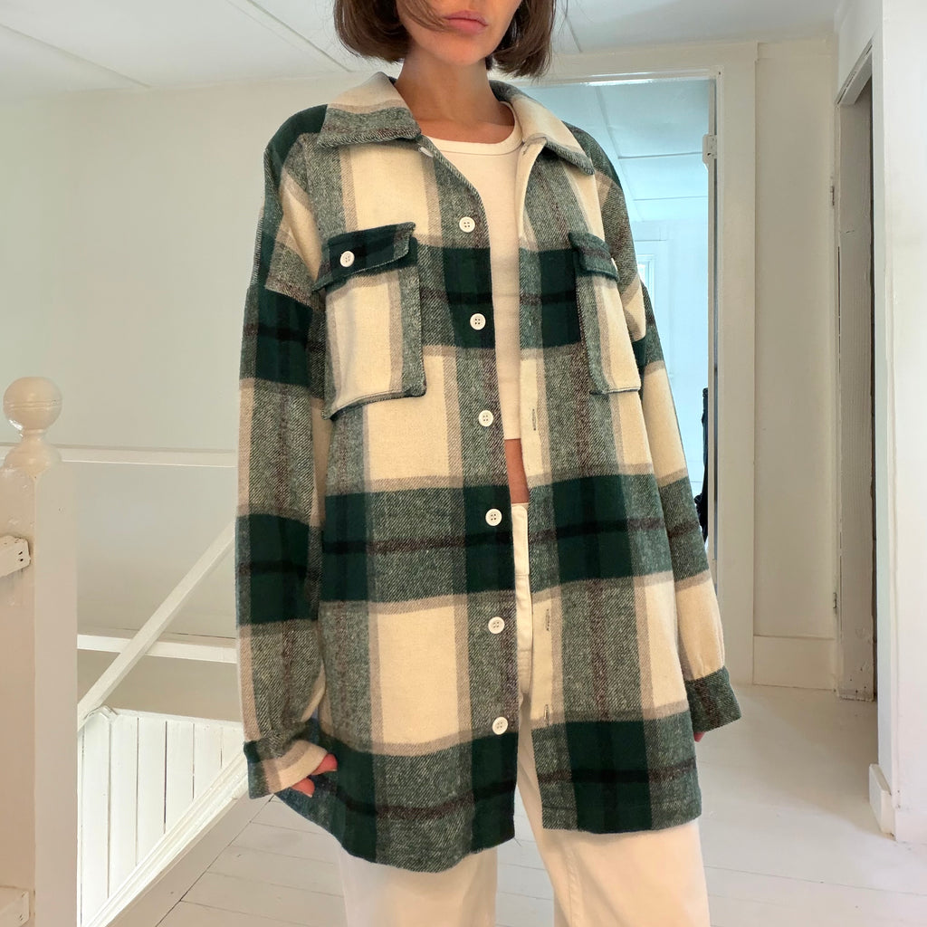 Lovers + Friends Kaianna Plaid Flannel Shacket in Green Multi Size L