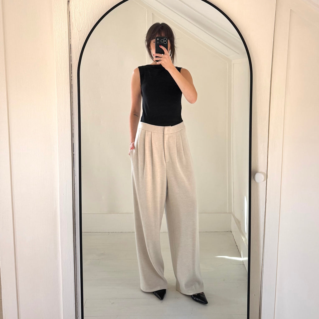 Emanuel Ungaro Vintage 90s Wool Cashmere Knit Pleated Wide Leg Trousers Size 10