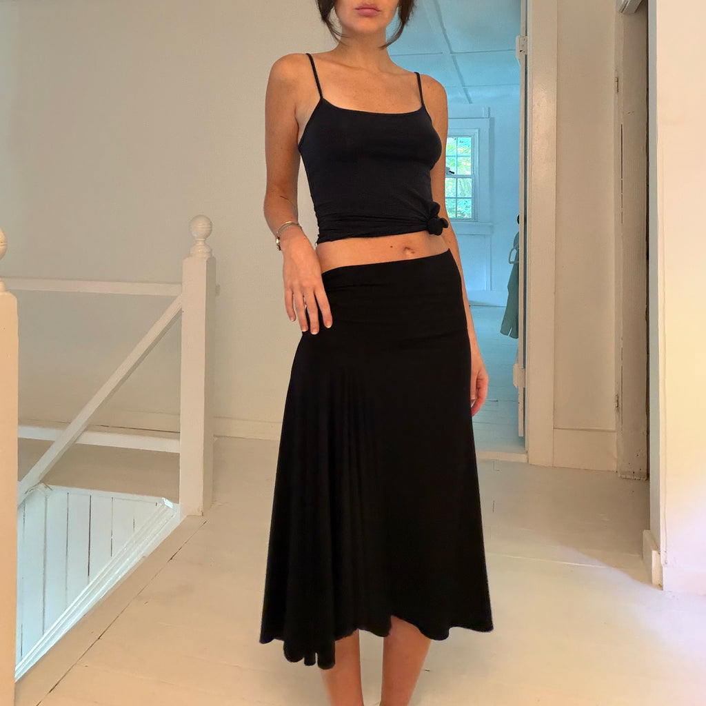 Max Studio Vintage Y2K Drop Waist Bias Cut Midi Skirt Size SP