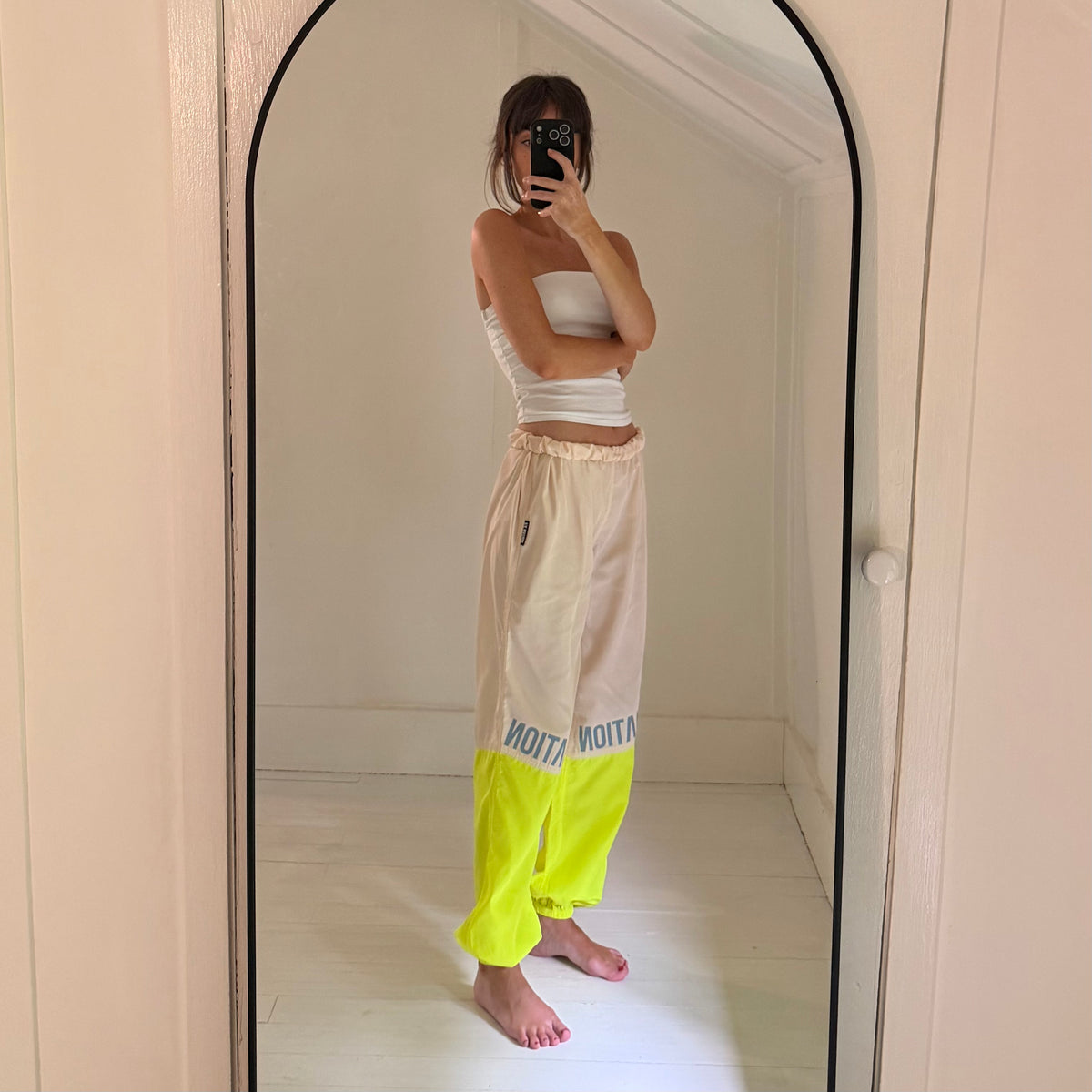 P.E Nation First Position Wide Leg Track Pants Pearled Ivory NWOT Size XS
