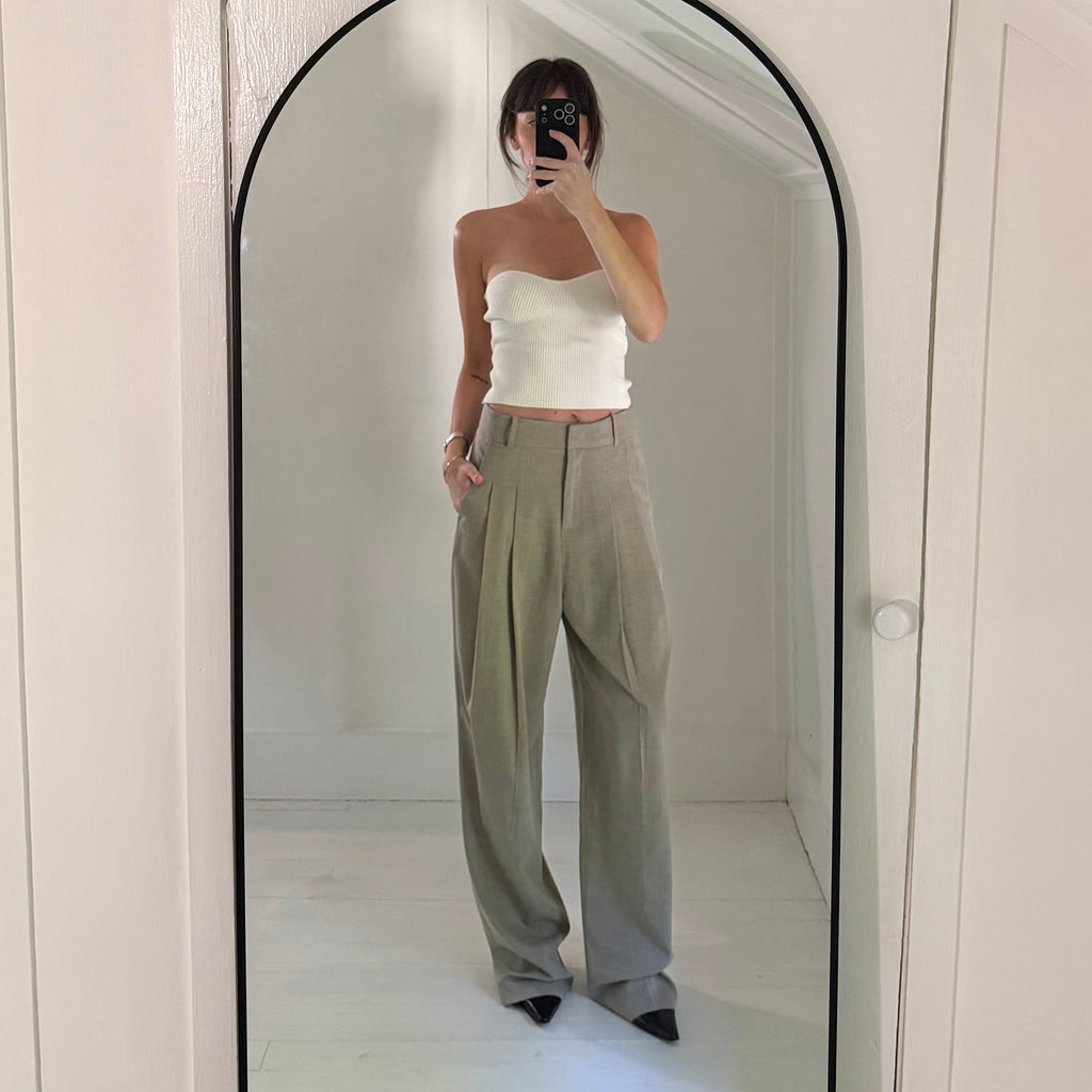 The Frankie Shop Gelso Pleated Trousers in Taupe Melange NWT Size S