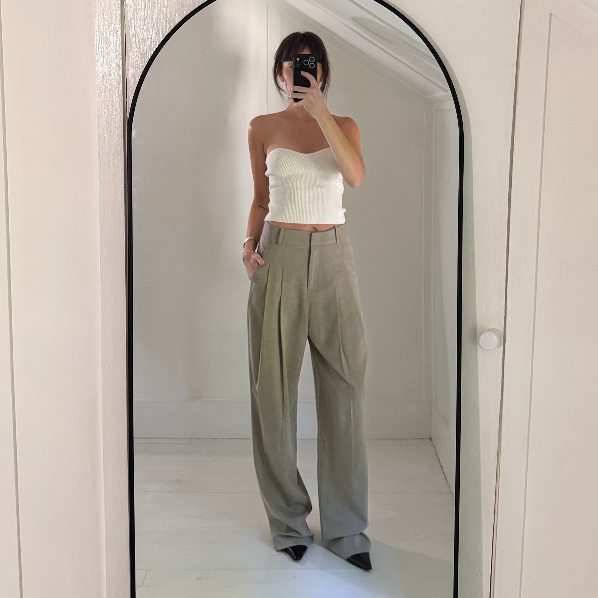 The Frankie Shop Gelso Pleated Trousers in Taupe Melange NWT Size S