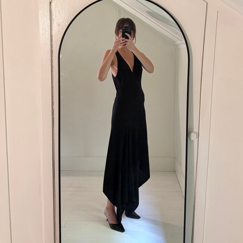 W by Worth Wool Cashmere Knit Bias Cut Handkerchief Midi Dress Size P