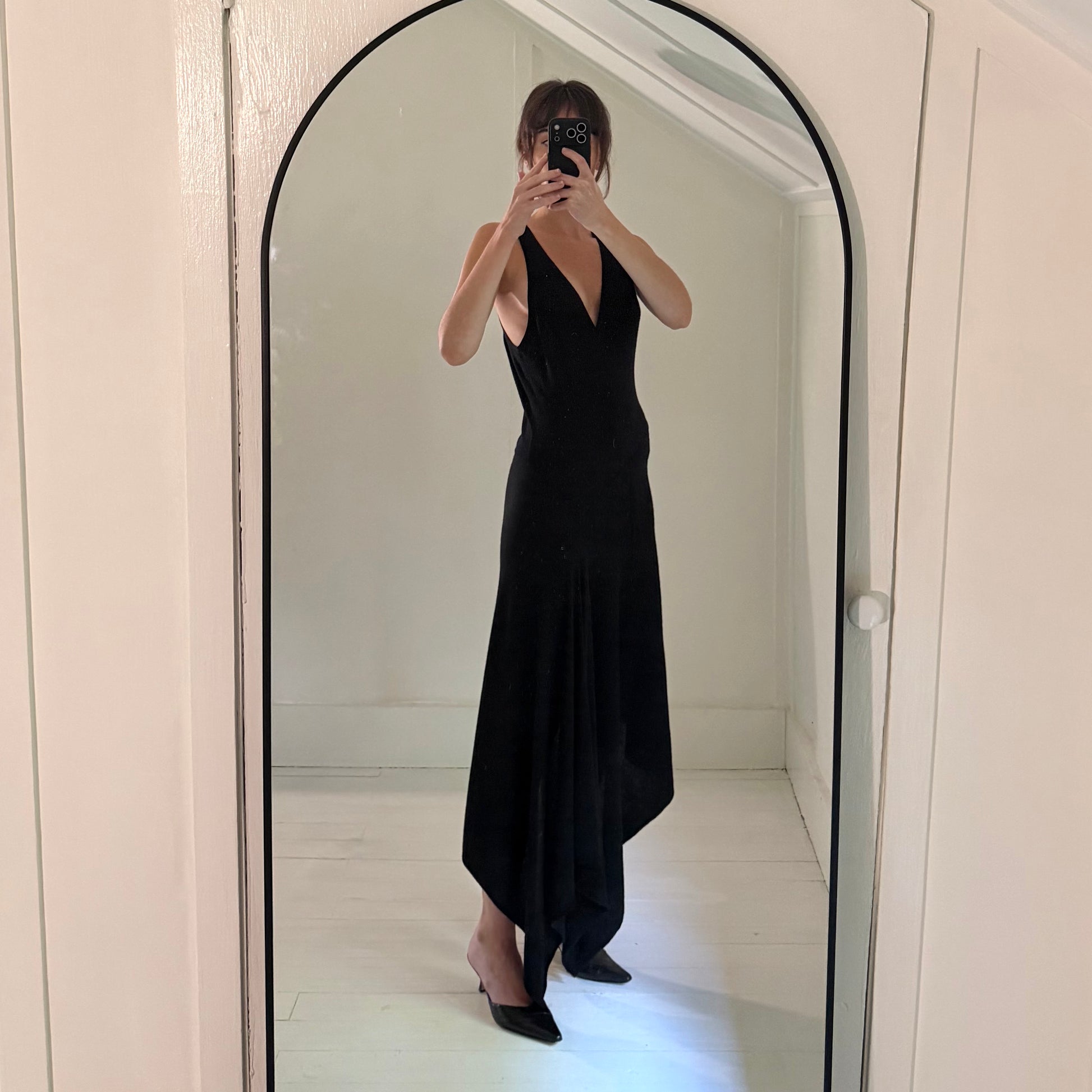 W by Worth Wool Cashmere Knit Bias Cut Handkerchief Midi Dress Size P