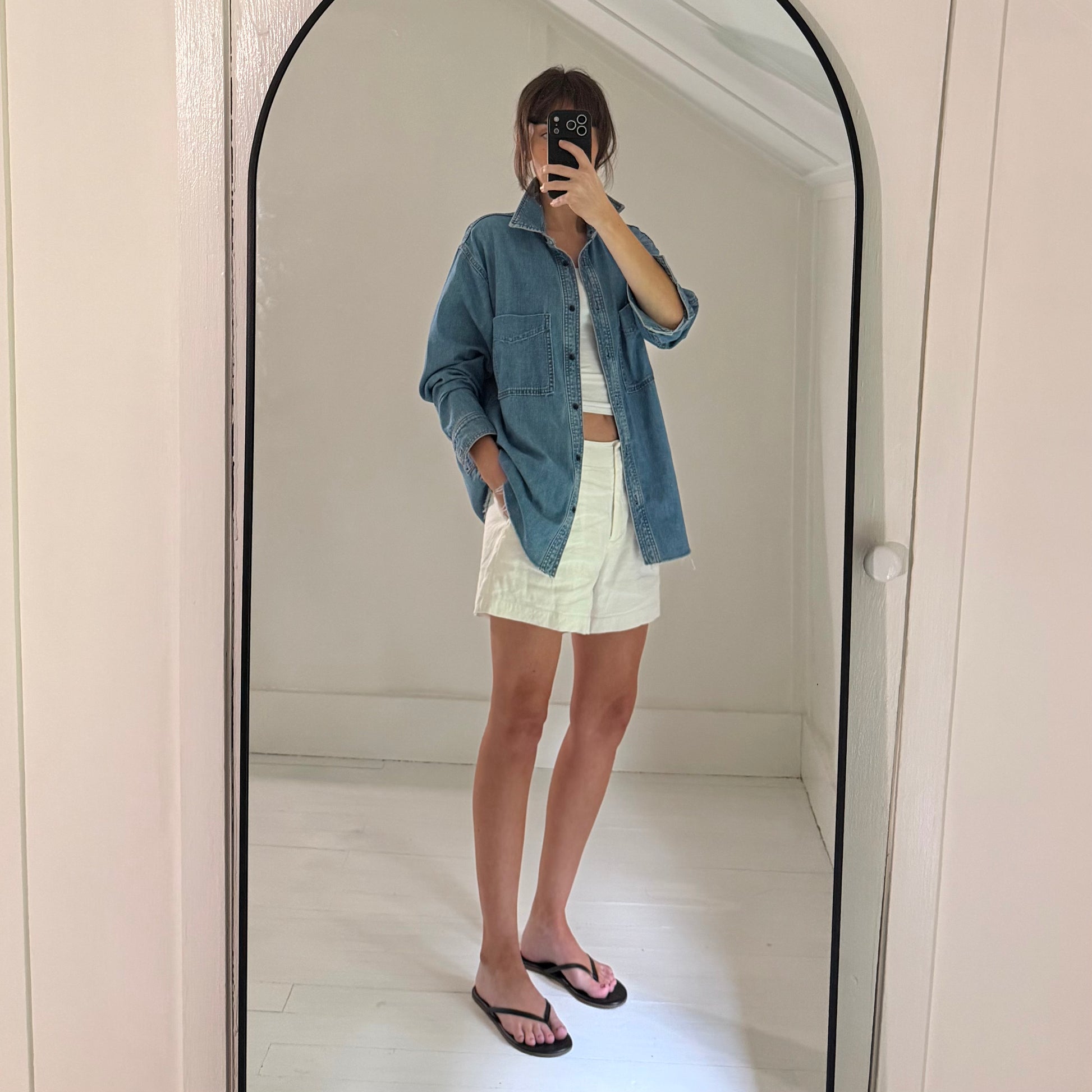 Askk NY Oversized Denim Button Down Shirt in Palm Canyon Size 1