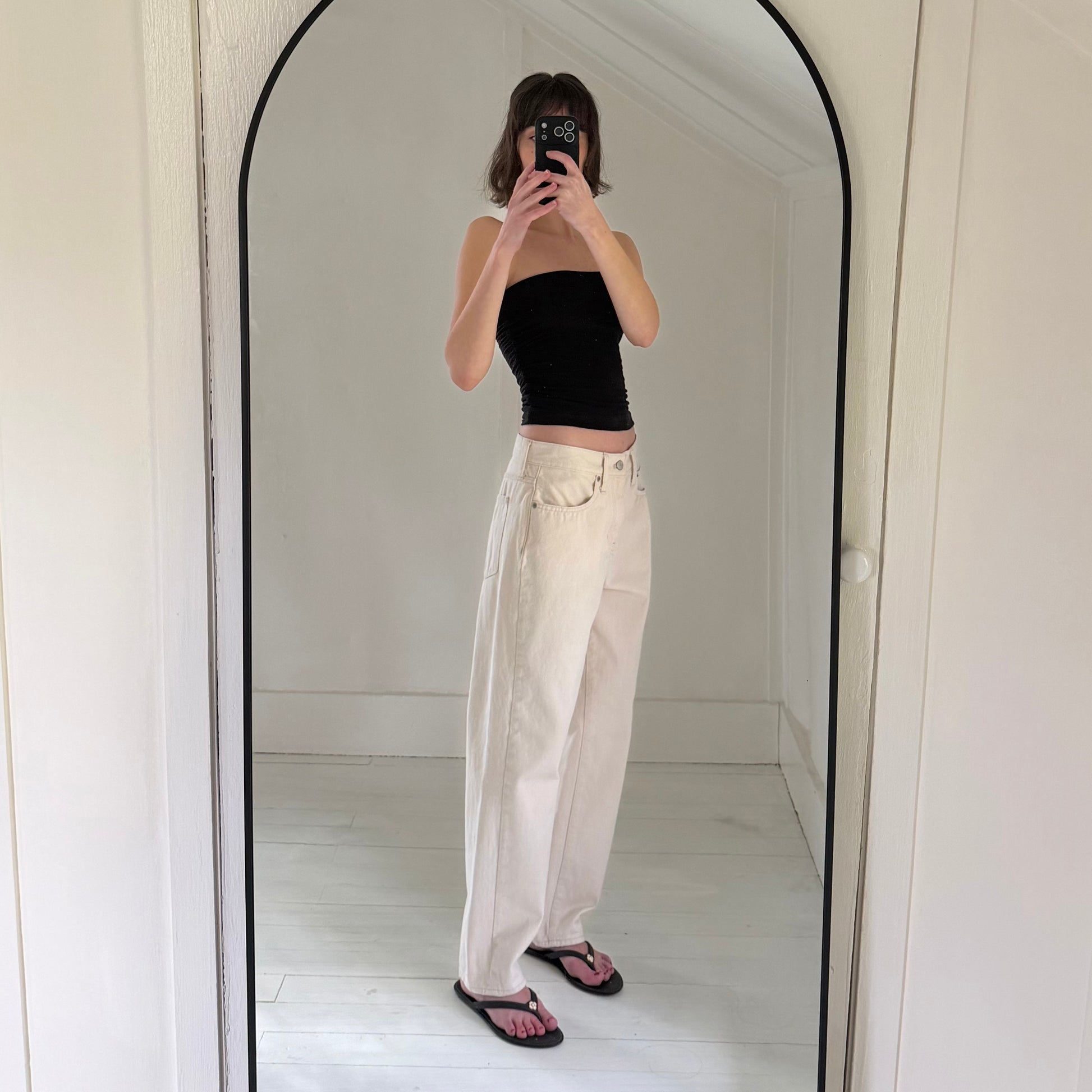 J. Crew Slouchy Straight Leg Boyfriend Jean in Ecru Size 27