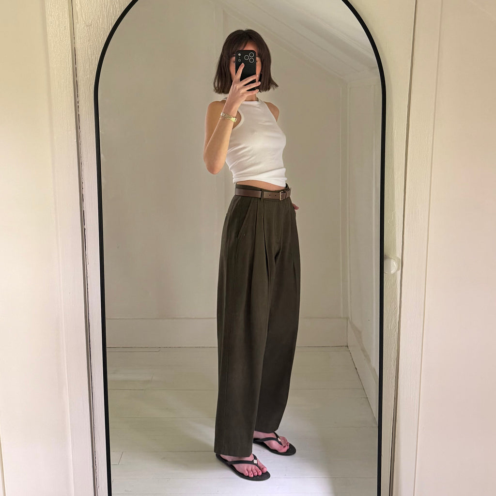 Banana Republic Wide Leg Pleated Trousers in Camo Green NWT Size 8P