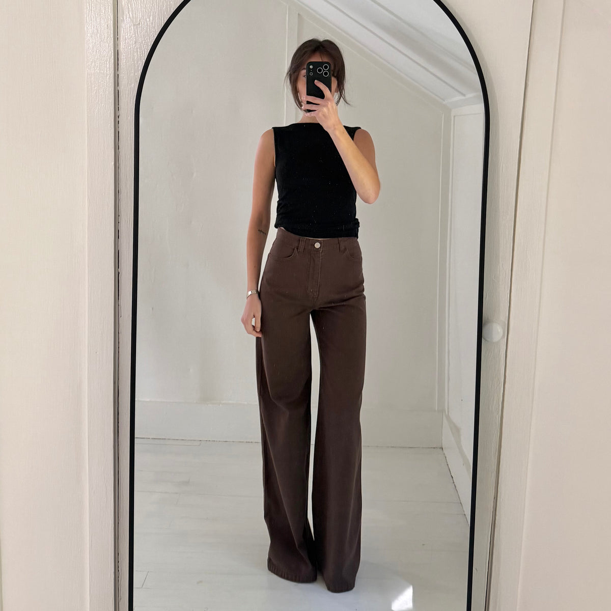 & Other Stories Stockholm Atelier High Rise Wide Leg Jeans Size EU 34 Dark Brown