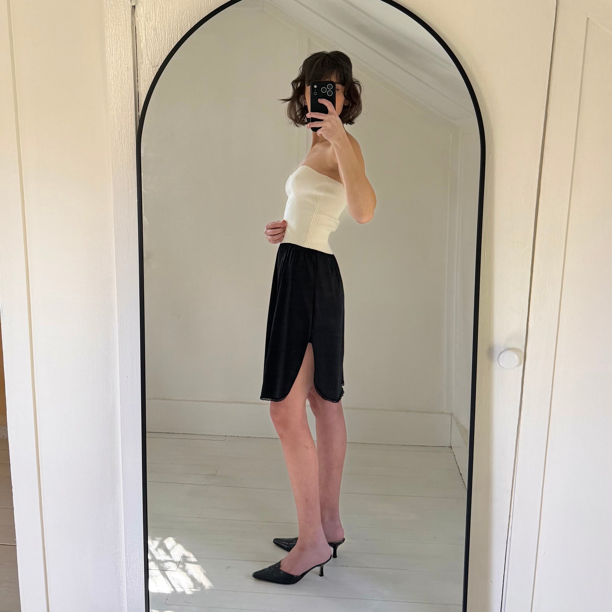 Vanity Fair Vintage 90s Lace Trim Mini Slip Skirt Size M