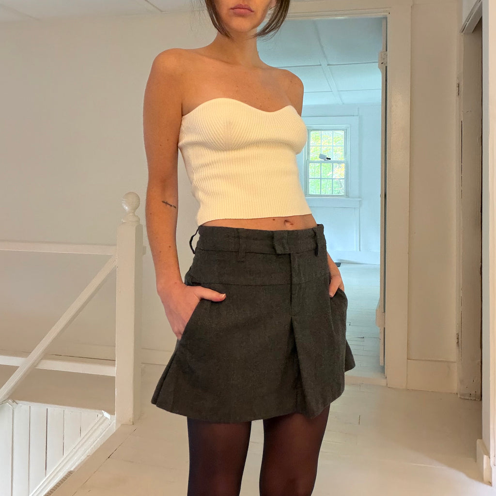 See By Chloe Y2K Wool Pleated Mini Skirt Charcoal Grey Size US 4