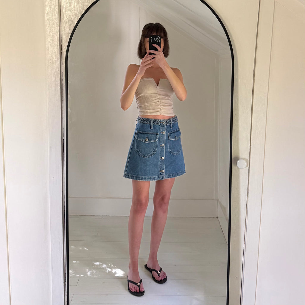 Tularosa Madelyn Denim Mini Skirt in Fuji Size 25