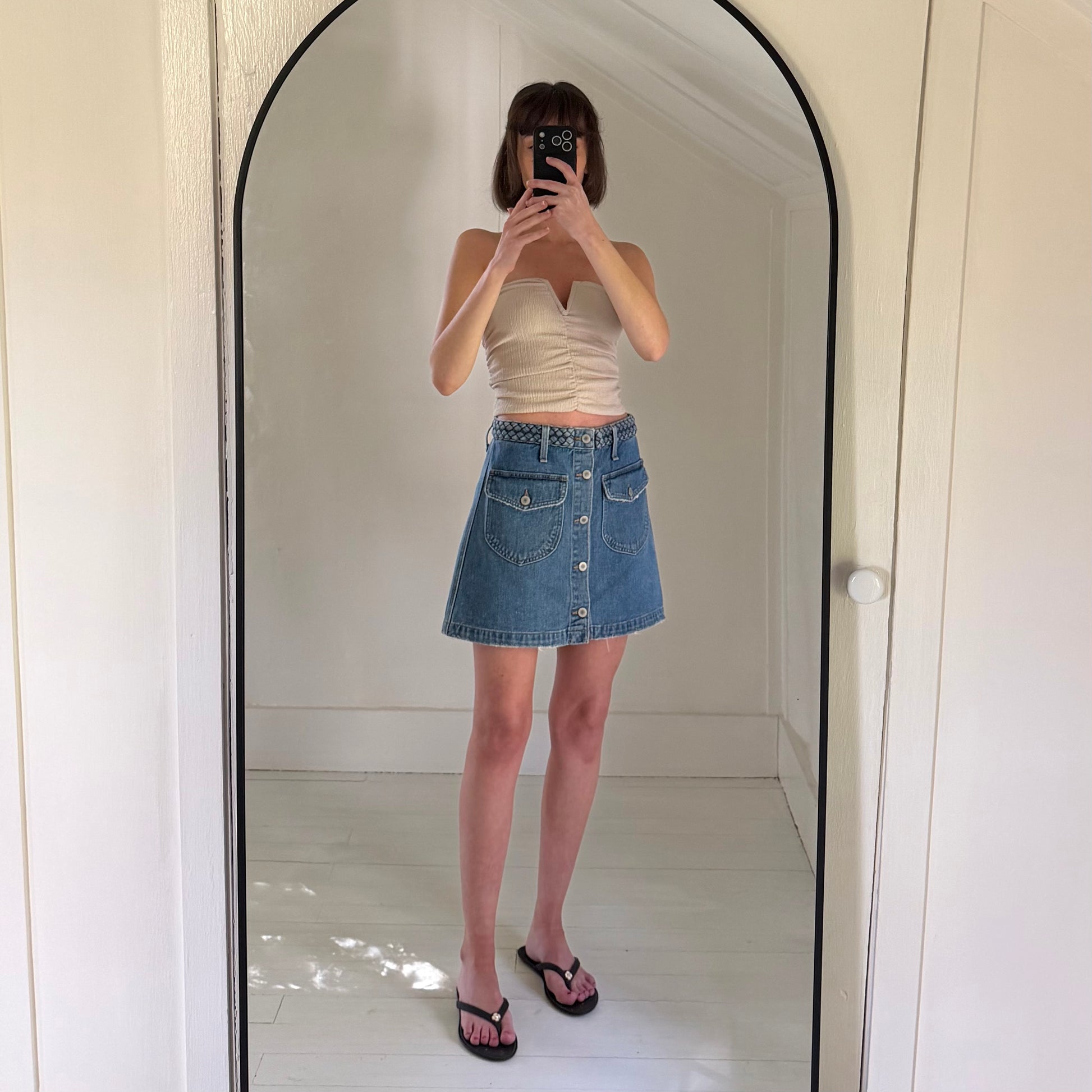 Tularosa Madelyn Denim Mini Skirt in Fuji Size 25
