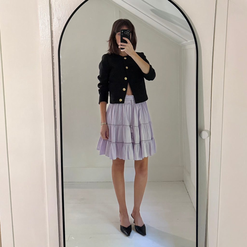 Isabel Marant Etoile Lioline Tiered Mini Skirt in Lilac Size 40