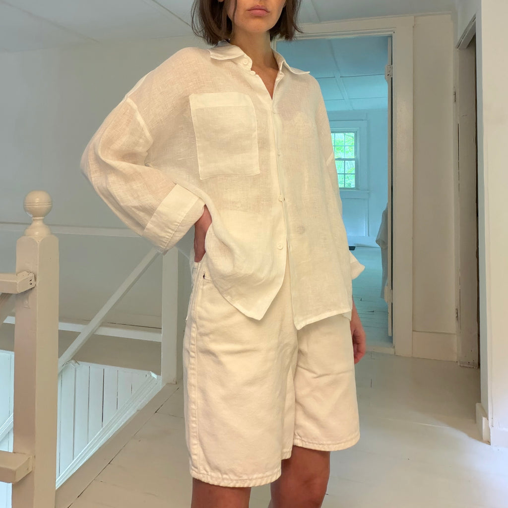 Liviana Conti Donna Linen Button Down Shirt Size 42