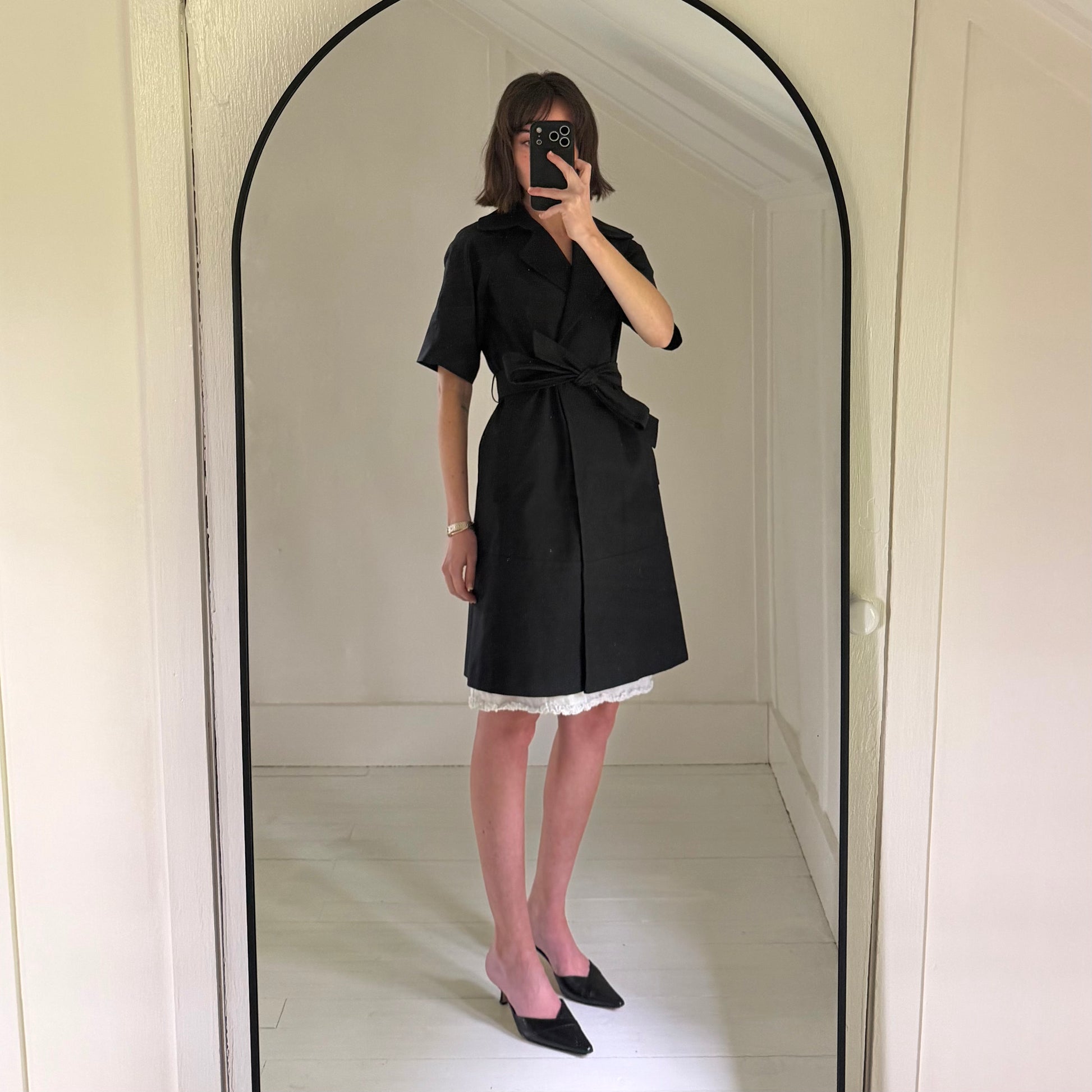 Theory Lyda Short Sleeve Tie Waist Trench Coat Size P