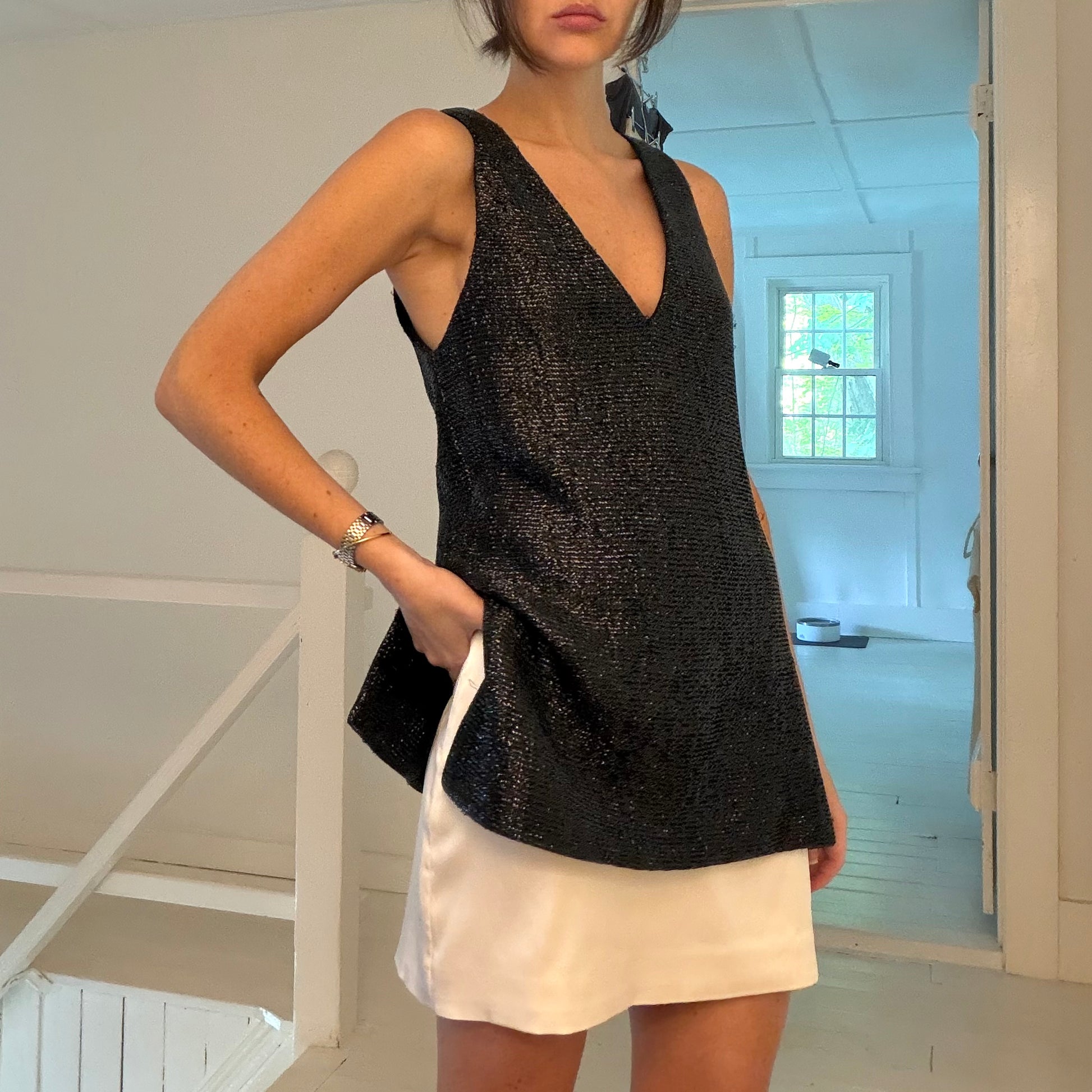 Saks Fifth Avenue Vintage 60s Metallic Tinsel Top Size 7