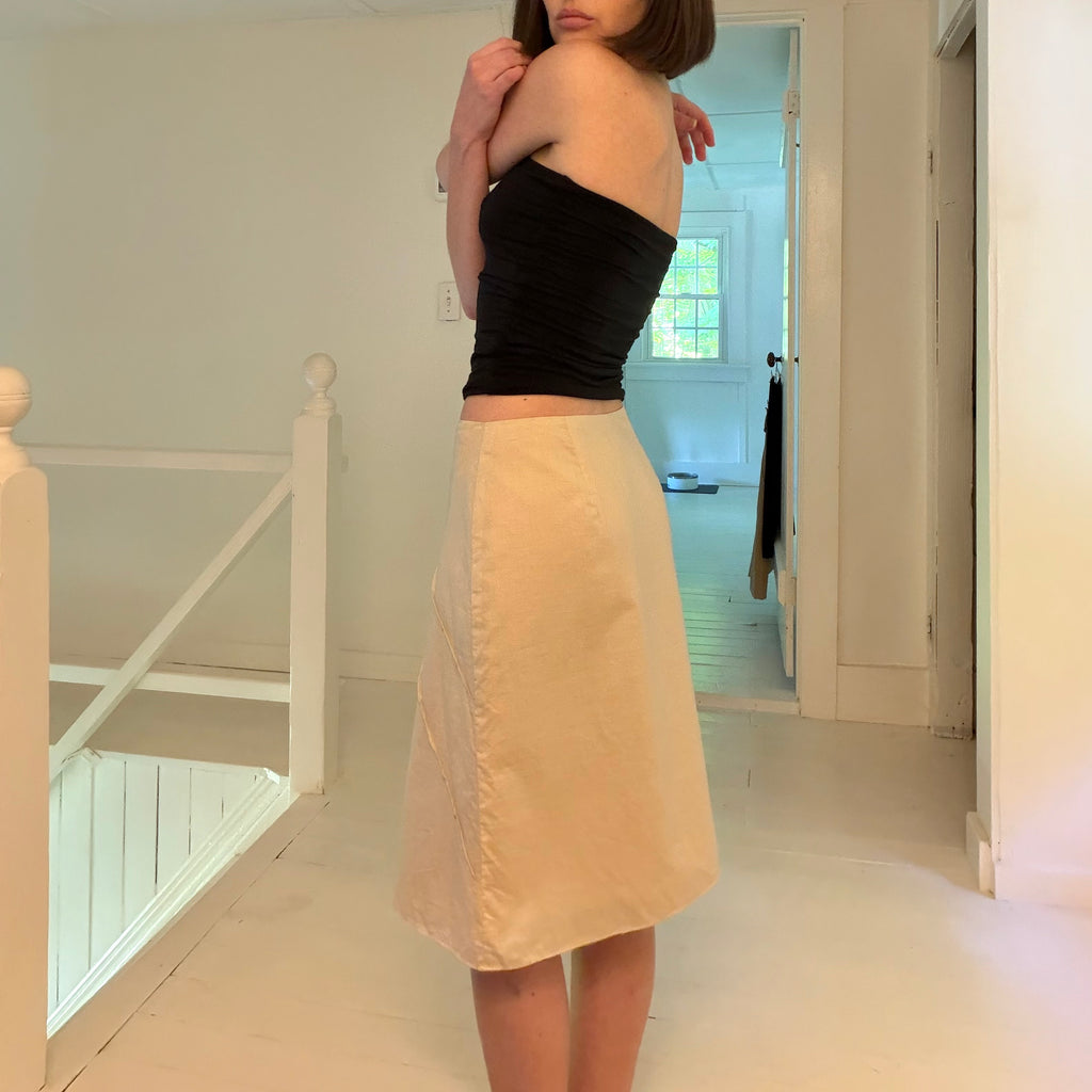 August Silk Vintage Y2K Beaded Pintuck Cotton Pencil Skirt Size 6P