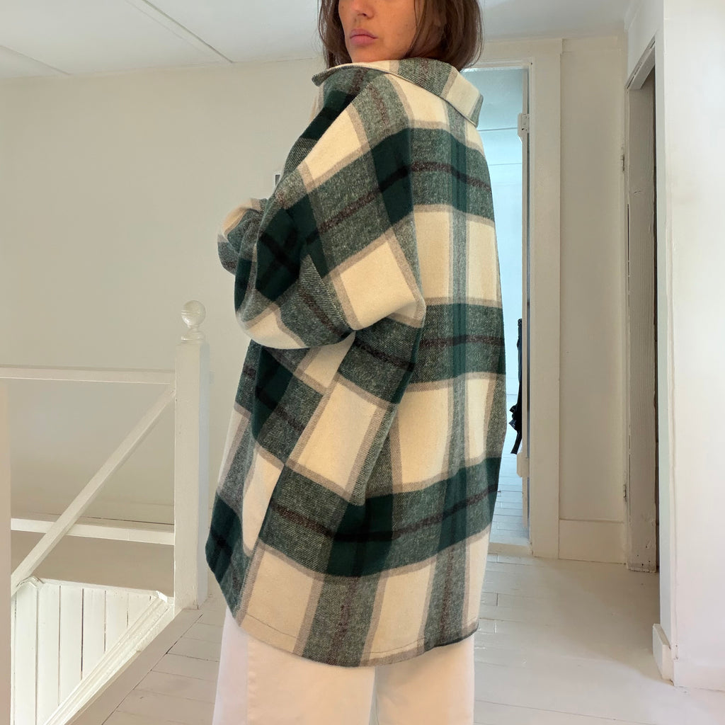 Lovers + Friends Kaianna Plaid Flannel Shacket in Green Multi Size L