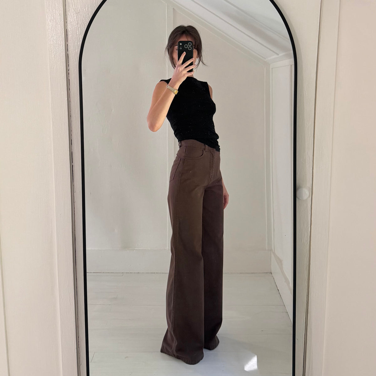 & Other Stories Stockholm Atelier High Rise Wide Leg Jeans Size EU 34 Dark Brown