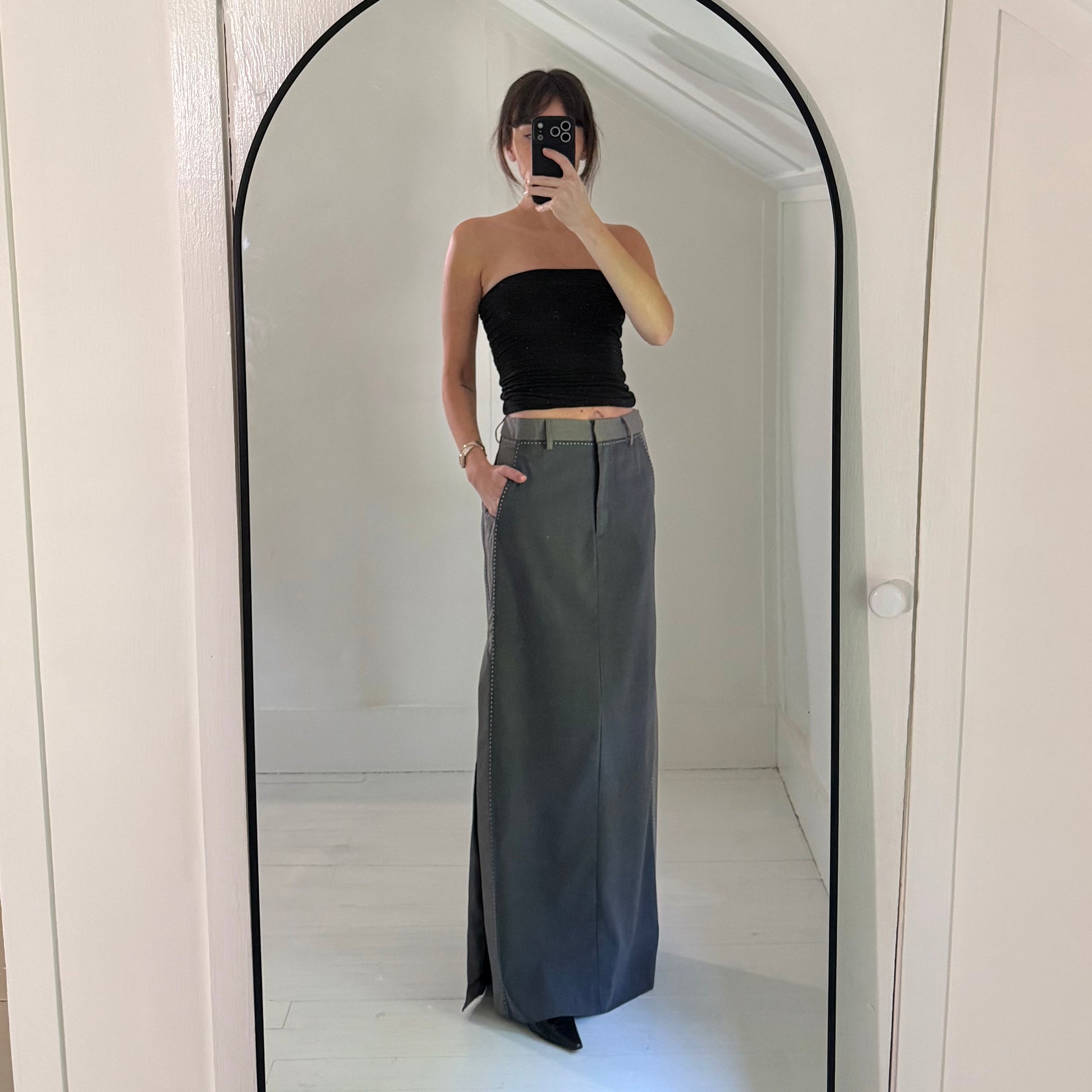 Remain Birger Christensen Two Color Maxi Skirt in Castlerock Combo Size M