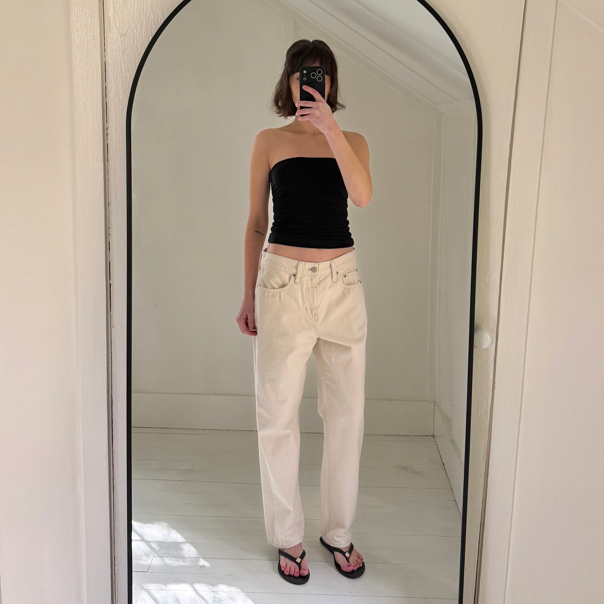 J. Crew Slouchy Straight Leg Boyfriend Jean in Ecru Size 27