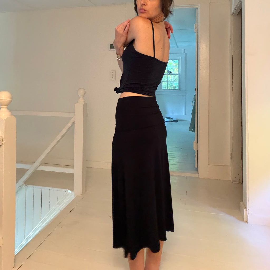 Max Studio Vintage Y2K Drop Waist Bias Cut Midi Skirt Size SP