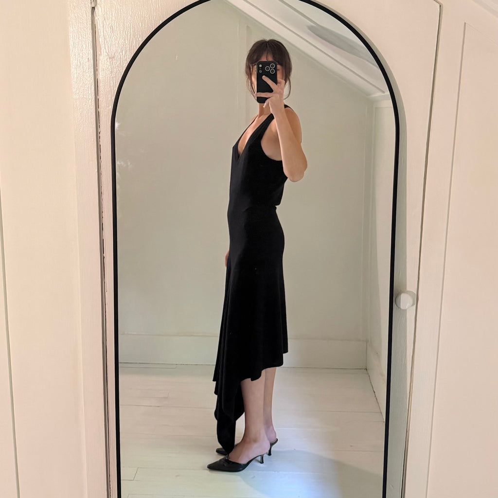 W by Worth Wool Cashmere Knit Bias Cut Handkerchief Midi Dress Size P
