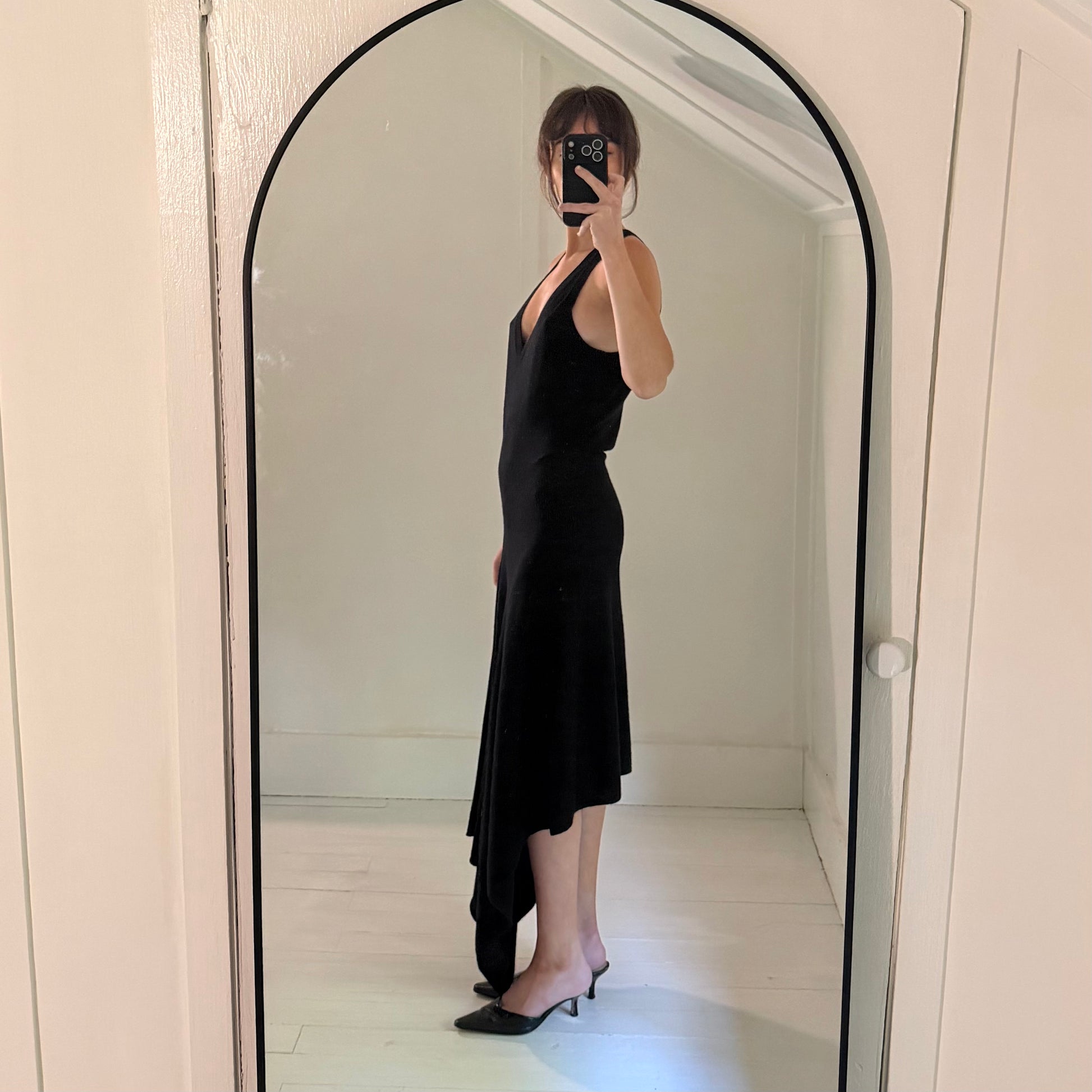 W by Worth Wool Cashmere Knit Bias Cut Handkerchief Midi Dress Size P