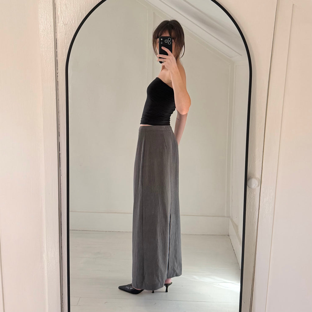 Express Vintage Y2K Wool Blend Maxi Pencil Skirt Size 7/8 Grey