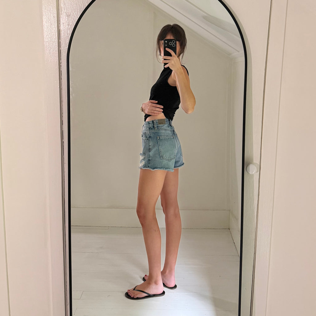 Carmar Distressed Ripped Cutoff Jean Shorts Size 25