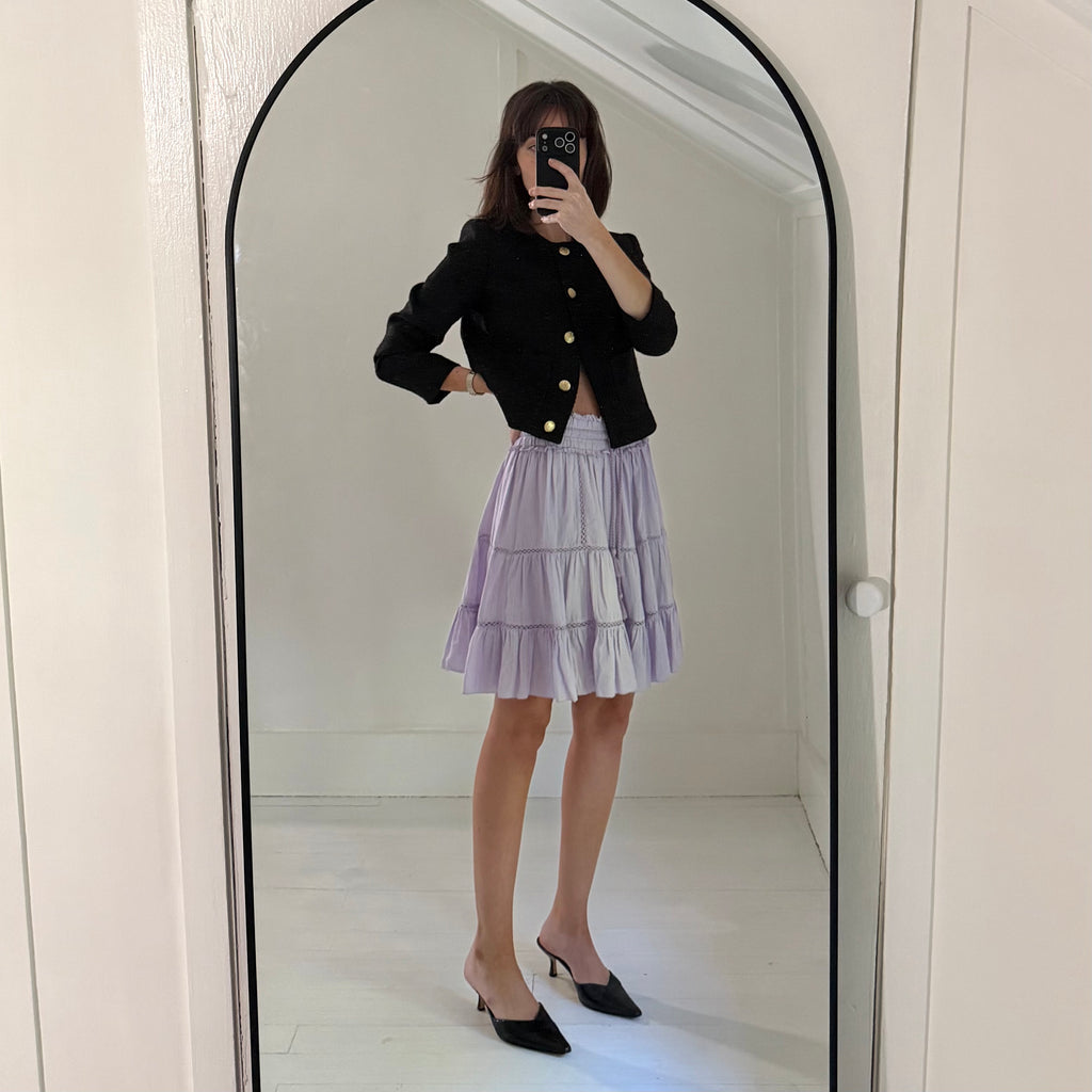 Isabel Marant Etoile Lioline Tiered Mini Skirt in Lilac Size 40